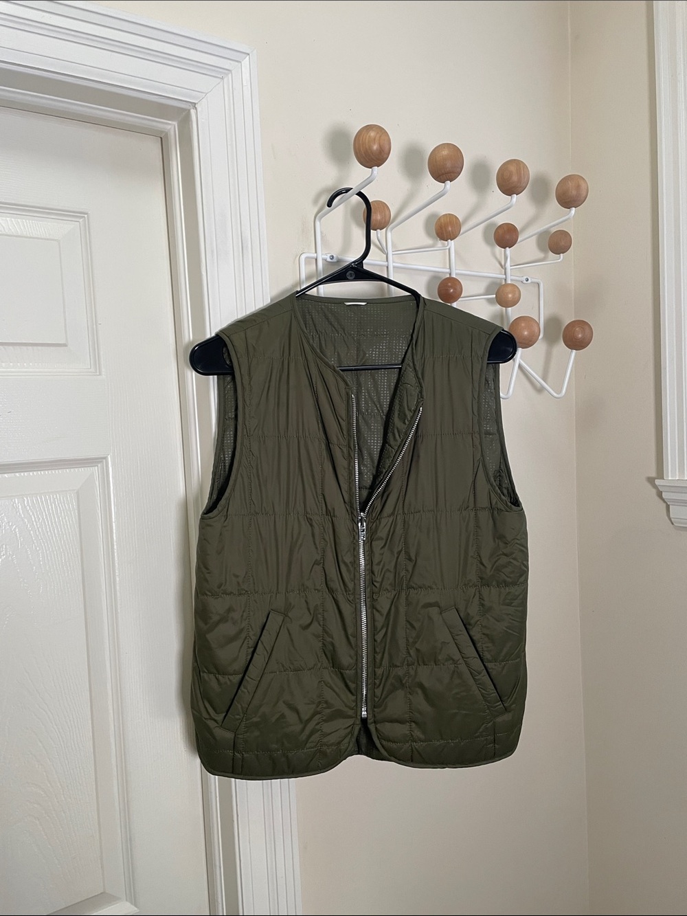 Kit and Ace - Reversible Quilted Olive Green Zip Front Vest - Green - S
